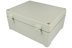 Obudowa; uniwersalna; ZP240.190.105SJ TM PC; poliwęglan; 240mm; 191mm; 106mm; IP65; jasnoszary; z uszczelką wylewaną; z zawiasam