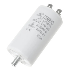 Kondensator rozruchowy do silnika 20uF 450VAC, 4 konektory, 40x73mm