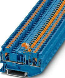 Knife disconnect terminal, push-in connection, 0.34-4.0 mm², 2 pole, 20 A, 8 kV, blue, 3211650