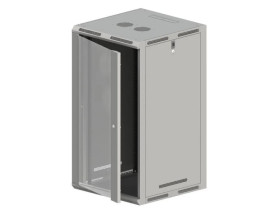 Szafa wisząco/stojąca 19 18U 600x500, niedzielona, drzwi szklane jednoskrzydłowe, tył osłona pełna, osłony boczne ruchome perfor