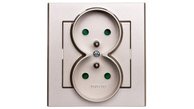 Sonata Gniazdo Podwójne Z/U Z Przesłonami Szampański Złoty Gp-2Rzp/39