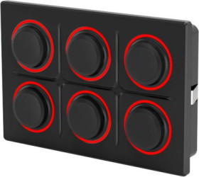 EAO Series 09 Rugged Keypad 6PB, Hardwired, 24V, Screw-in &amp; Clip - in, LED red