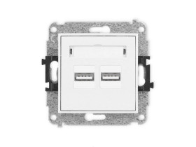 MINI Mechanizm ładowarki USB podwójnej, 5V, 3.1A biały mat 25MCUSB-6 KARLIK