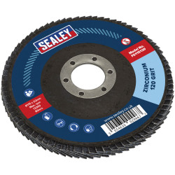 Sealey FD115120 Flap Disc Zirconium &#xD8;115mm &#xD8;22mm Bore 120Grit