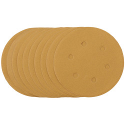 Draper 64257 Gold Sand. Discs-Hook&amp;Loop 150mm 240 Grit 6 Dust Extract Holes 10Pc
