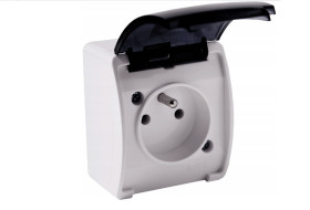 GNIAZDO POJEDYNCZE BIAŁE Z/U NA NA TYNKOWE