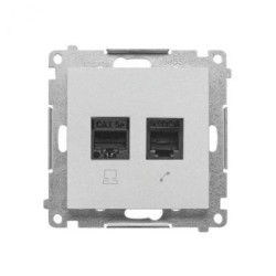 Simon 55 Gniazdo komputerowe RJ45 kategoria 5e + telefoniczne RJ12 (moduł) Aluminium mat T5F.01/143