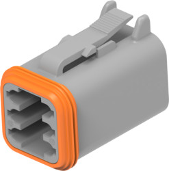 Socket, 6 pole, straight, 2 rows, gray, DT06-6S