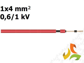 Kabel przewód solarny do instalacji fotowoltaicznych 1x4 mm2 0,6/1kV czerwony podwójna izolacja SOLARFLEX-X H1Z2Z2-K 713545 HELU