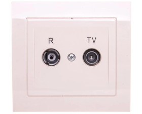 KIER Gniazdo antenowe RTV przelotowe 10dB beżowe GPA-10WP/01