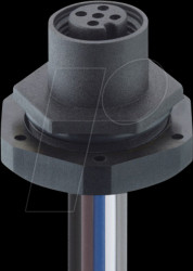 1220 04 T20CW100 0,5M Built-in coupling, M12, 4-pin, A-coded, IP67, black