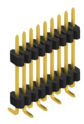 Pin header, 9 pole, pitch 1.27 mm, angled, black, SLVW9SMD1029G