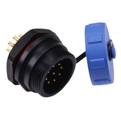 9 Pin Waterproof W17 Male Socket Panel Mount Connector IP68 5A