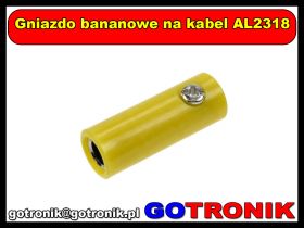 Gniazdo bananowe na kabel AL2318 żółte