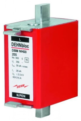 Ogranicznik przepieć do podstaw bezpiecznikowych NH 00 Typ T1 1P 25kA 2,5kA DEHNbloc Maxi NH00 255 900255