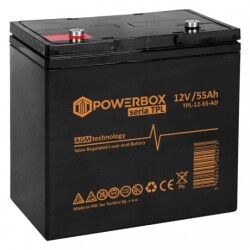 Akumulator AGM uniwersalny 12V 55Ah bezobsługowy (M6) POWERBOX