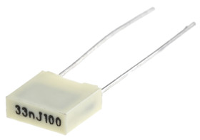 Kondensator foliowy 33nF 63 V ac, 100 V dc KEMET Poliester rozstaw: 5mm THT ±5