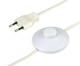 Przewód sznur przyłączeniowy z euro-wtyczką płaską i z wyłącznikiemiem nożnym, 2m, biały / 05665