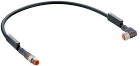 RSMV 3-RKMWV/LED A 3-224/2 M, złącze M8 męskie 3 stykowe proste + złącze M8 3 stykowe żeńskie kątowe z LED, przewód PUR 3x0,34mm