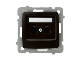 KARO Gniazdo telefoniczne podwójne niezależne czekoladowy metalik GPT-2SN/m/40 OSPEL