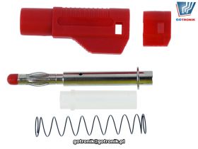 Wtyk banan 4mm prosty bezpieczny czerwony Amass 25.450.1