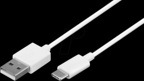 45563 USB 2.0 cable, A male auf C male, 1 m, white