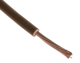Przewód jednożyłowy linkowy, 2491B, 1 mm², 32/0,2 mm, 17 AWG, Bezhalogenowe, 500 V, Brązowy, dł. 100m, RS PRO