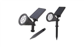 Lampa Ogrodowa Led Solarna Wbijana Reflektor 2W Zimna Ip65 Czujnik Zmierzchu