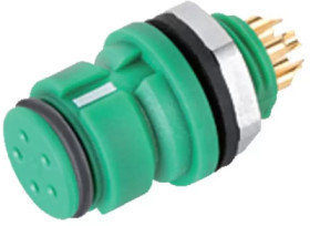 Panel socket, 4 pole, solder connection, snap lock, straight, 99 9212 070 04