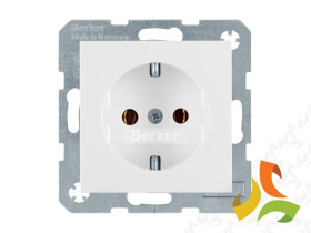 BERKER B.KWADRAT Gniazdo z uziemieniem schuko (samozaciski) biały połysk 47438989 HAGER