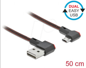 85270 Dual EASY-USB 2.0 cable, A connector to micro-B connector, angle