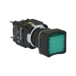 Przycisk kryty serii D,16mm z tworzywa, kwadratowy, 1NO+1NC, zielony, T0-D102KDY