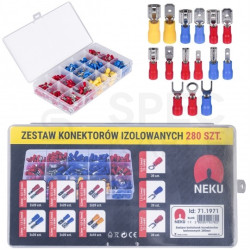 Zestaw konektorów izolowanych DIN 0,5-6,0mm2 końcówki kablowe w pudełku NEKU 280szt.