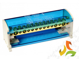 Blok rozdzielczy modułowy 2-biegunowy 2x(11x6 mm2/2x25 mm2) TS35 niebieski ShNK2x15 85135002 SIMET