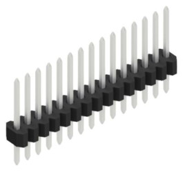 Pin header, 15 pole, pitch 1.27 mm, straight, black, 10060402