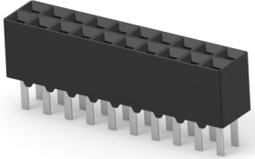 Socket header, 20 pole, pitch 2.54 mm, straight, black, 1-534998-0