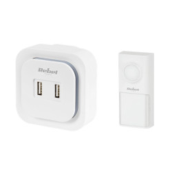 Dzwonek bezprz. REBEL 230V IP55 zas.150m przycisk bateryjny odbiornik 230V 2xUSB