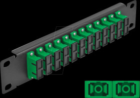 66772 10" Fiber Optic Patch Panel 12 Port SC Duplex green 1U black