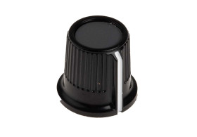 Pokrętło potencjometru oś: 6.35mm średnica: 16.2mm Okrągłe Plastik Czarny, szary RS PRO