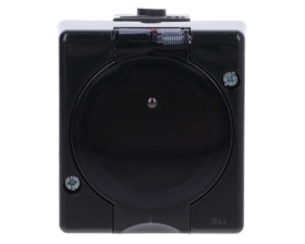 SENIOR Gniazdo pojedyncze z uziemieniem 2P+Z (klapka dymna) czarny 12GHS-1d