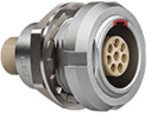 Panel socket, 8 pole, crimp connection, push pull, straight, ECG.1B.308.CYM