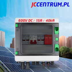Rozdzielnica PV 2 Stringi Fotowoltaika 600V DC / 15A / 40kA / IP65 ( 2 IN / 1 OUT )