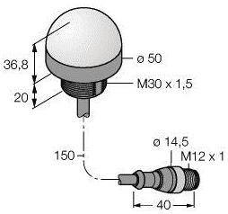 Lampa okrągła Turck K50L2RGBKQP