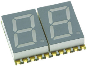 Wyświetlacz diodowy LED 7-segmentowy 2-znakowy ze wspólną anodą 11 mcd RH DP, Zielony 10.2mm Kingbright 570 nm