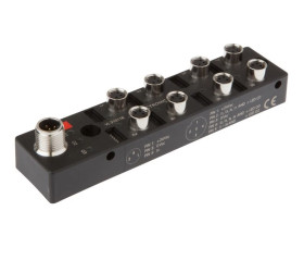 Moduł logiczny 27x130x31mm AND 2x4x 10-30V DC -30-85 stC złącze M8 żeńskie 3-pinowe złącze M12 męskie 5-pinowe IP67 VL310118