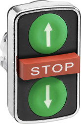 Triple pushbutton, unlit, groping, waistband rectangular, green, front ring silver, mounting Ø 22 mm, ZB4BA73134