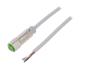 Złącze okrągłe M12 żeńskie proste z wolnym końcem przewodów 4pin 7044-12221-2140300