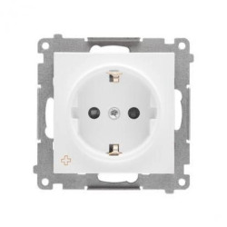 Simon 55 Gniazdo Schuko z przesłonami (moduł) 16 A, 250 V~, szybkozłącza Antybakteryjny biały TGSZ1CZ.01/AB111