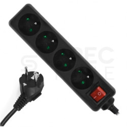 Przedłużacz elektryczny Listwa zasilająca na 4 gniazda [2P+Z] z wyłącznikiem czarna 5m ECO PLASTROL
