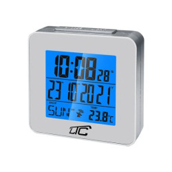 Zegar z budzikiem i termometrem sreb. LTC LXSTP04S